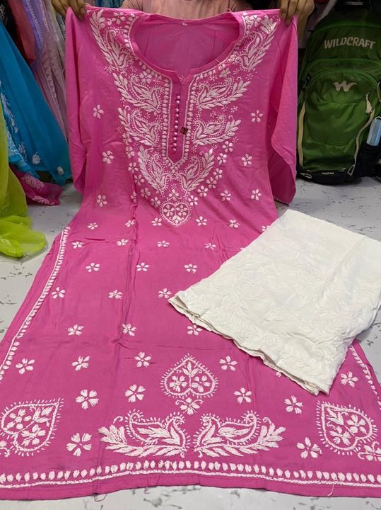 Rayon_gala_buti_kurti_with_chikankari_work