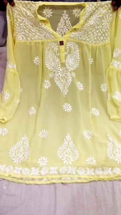 Georgette_short_top_with_chikankari_work_in