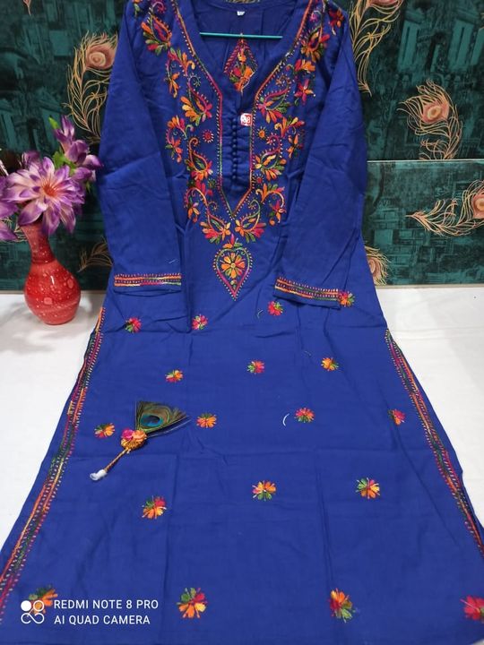 Multicolour_handiwork_kurti_with_chikankari_work_in