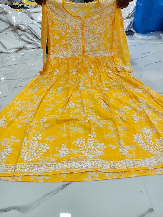 Mul_mul_cotton_printed_gown_with_chikankari_work_in