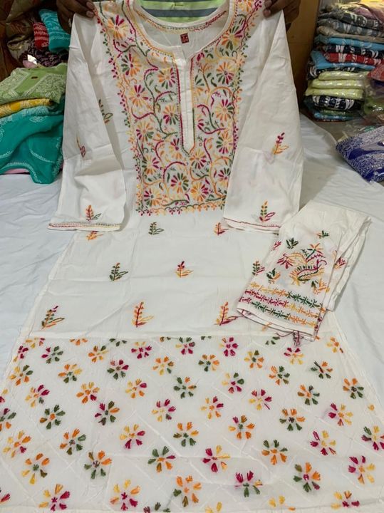 Cotton_kurti_set_with_chikankari_work_in