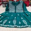 Slub_cotton_bell_sleeves_short_gown_with_chikankari_work