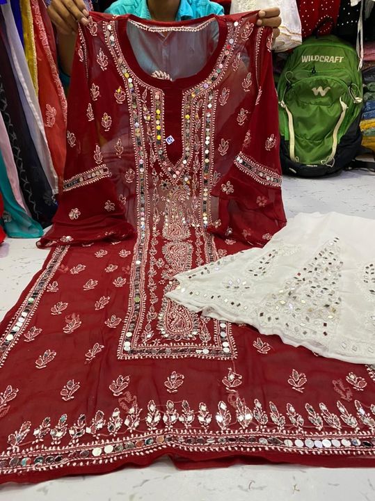 Georgette_bell_sleeves_panel_kurti_with_chikankari_&_mirror_work