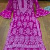 Georgette_bellsleeves_rose_jaal_chikankari_kurti_in
