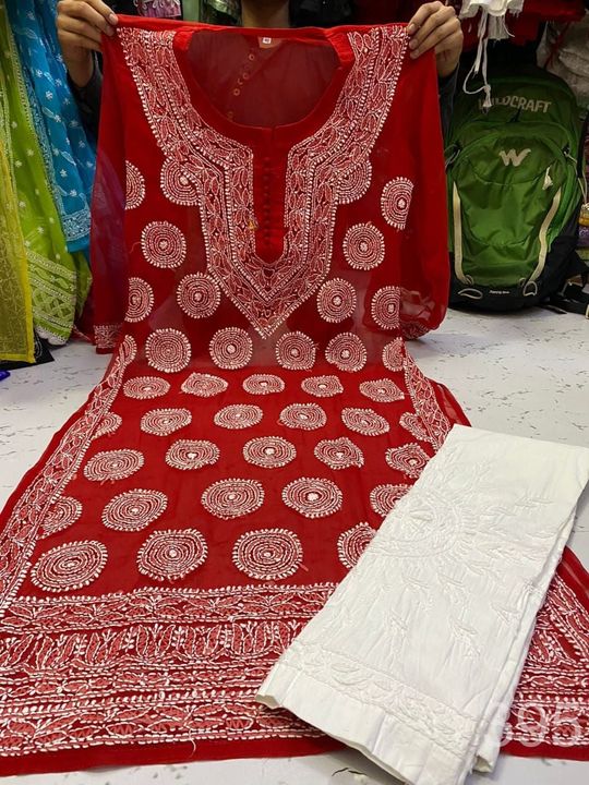 Georgette_gola_jaal_kurti_with_chikankari