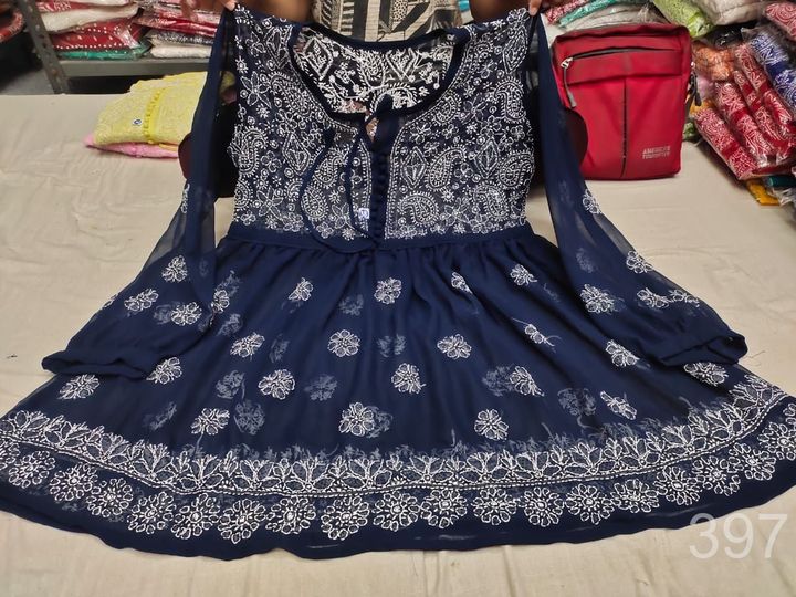 Georgette_short_gown_top_with_chikankari