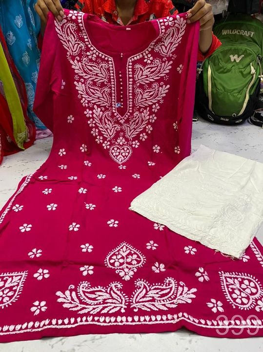 Rayon_gala_buti_kurti_with_chikankari_work