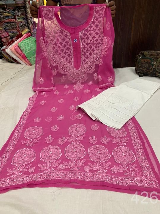 Georgette_yok_daman_rose_kurti_with_chikankari_work