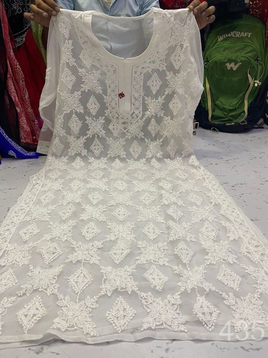 Georgette_jaal_kurti_with_chikankari