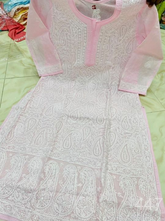 Voil_Cotton_jaal_kurti_with_chikankari_work_in