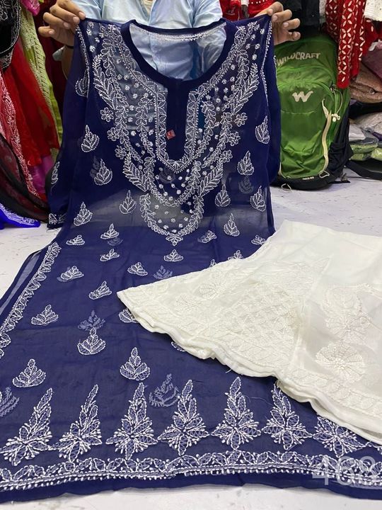 Georgette_gala_patti_kurti_with_chikankari_work