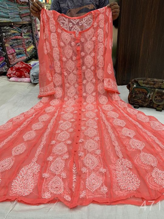 Georgette_buta_panel_anarkali_with_chikankari_work