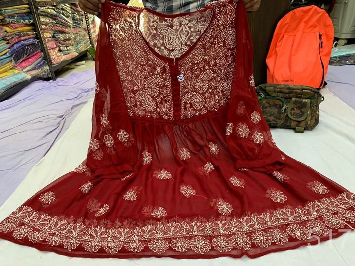 Georgette_short_gown_top_with_chikankari_work