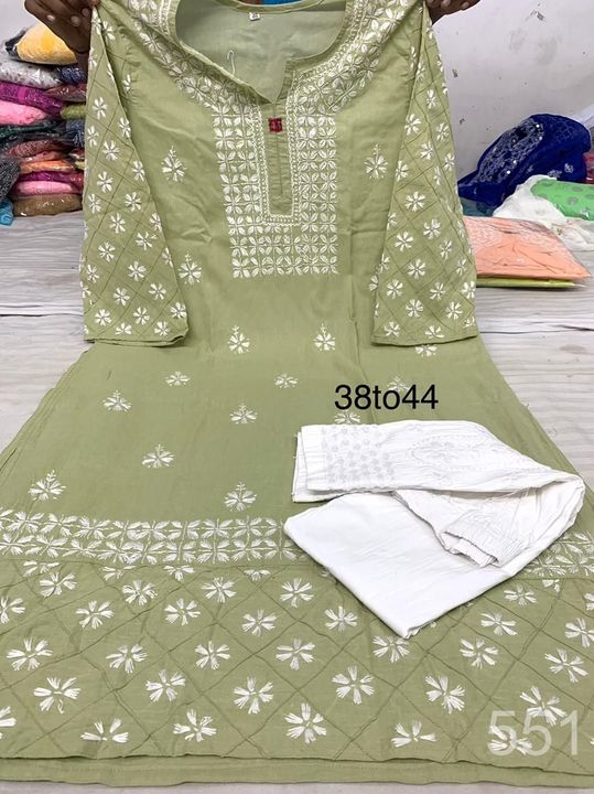 Cotton_pintex_sleeves_kurti_with_chikankari_work