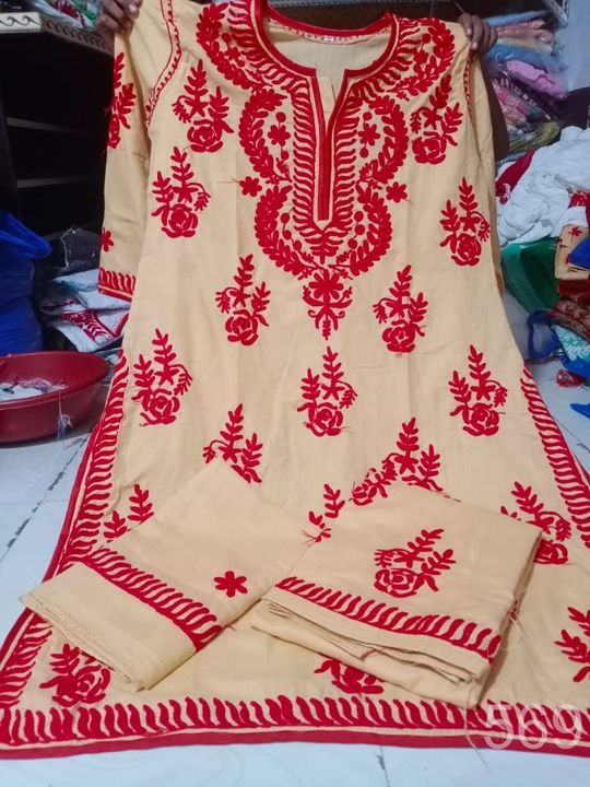 Cotton_kurti_with_salwar_and_duptta_set_with_chikankari_work