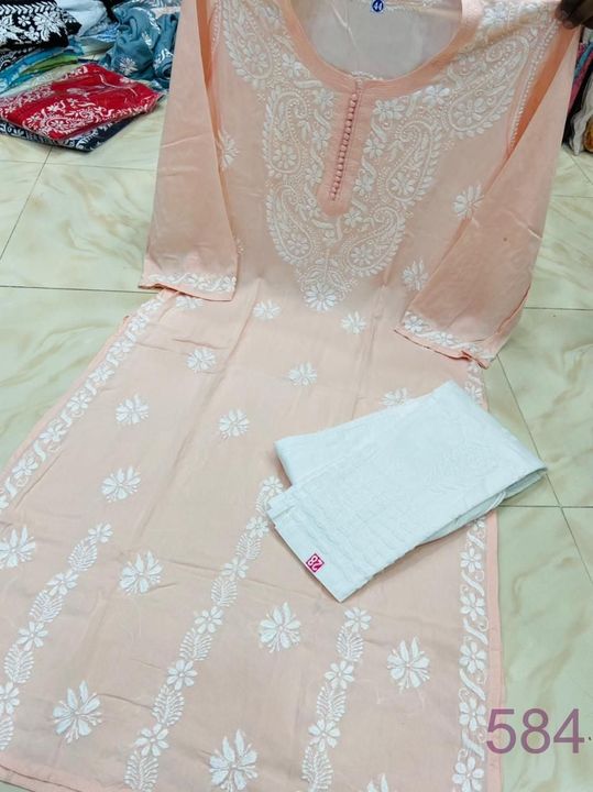 Exclusive_Lucknowi_Chikankari_soft_modal_kurti_set