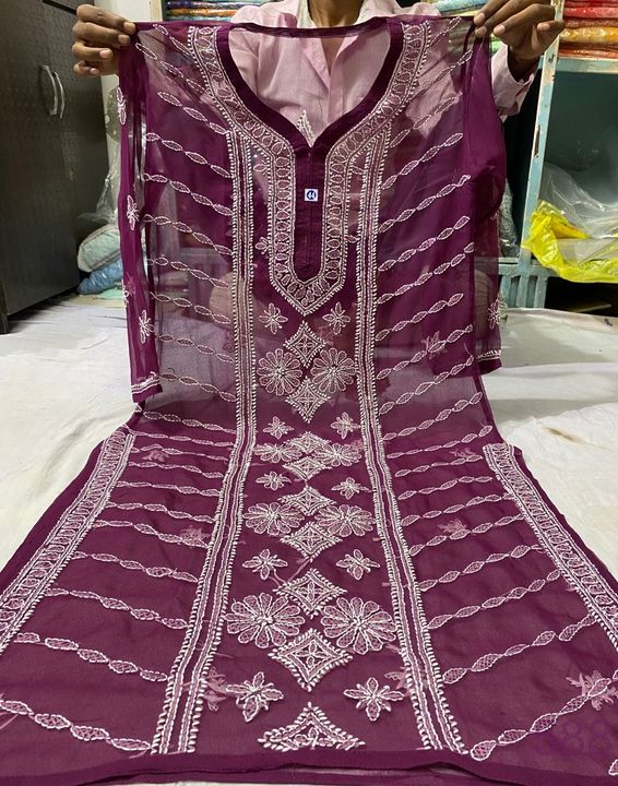 Georgette_panel_kurti_with_chikankari_work