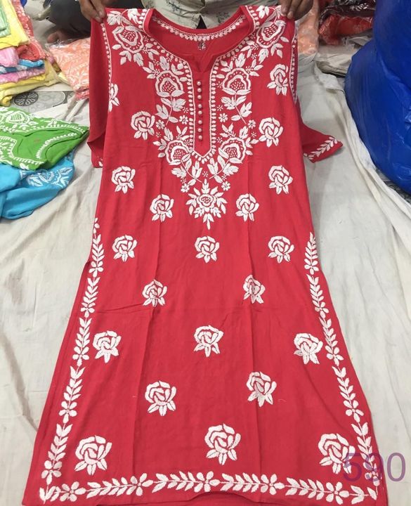 Rayon_rose_work_kurti_with_chikankari_work