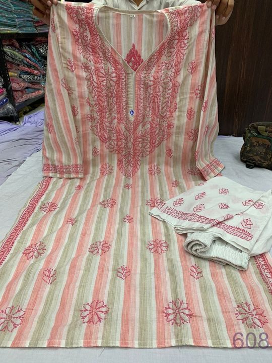 Linen_cotton_kurti_pant_set_with_chikankari_work