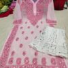 Georgette_gala_buti_kurti_with_mirror_and_chikankari_work