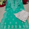 Georgette_gala_buti_kurti_with_mirror_and_chikankari_work