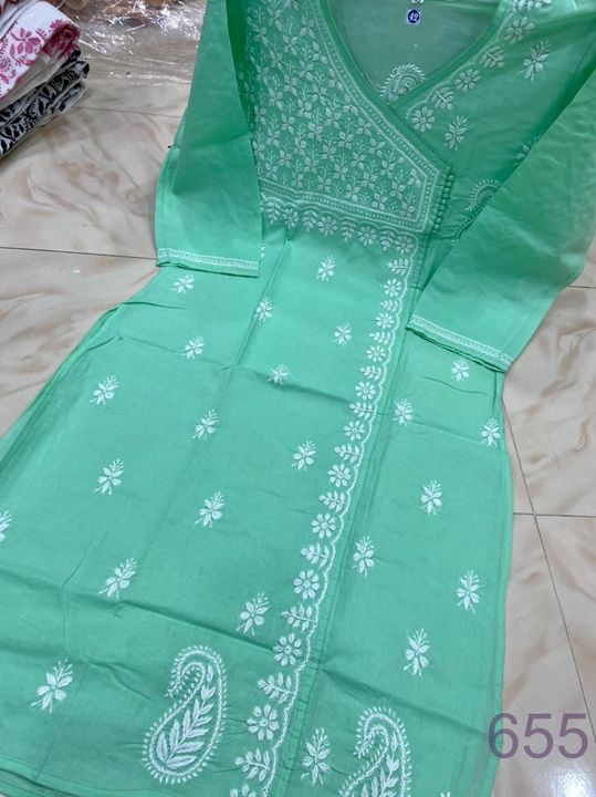 Pure_cotton_angrakha_kurti_with_chikankari_work