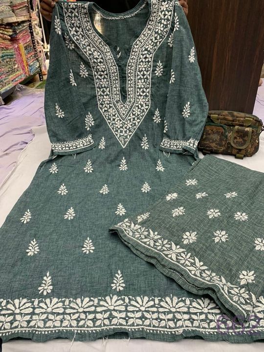 Khadi_cotton_kurti_&_plazo_set_with_chikankari_work