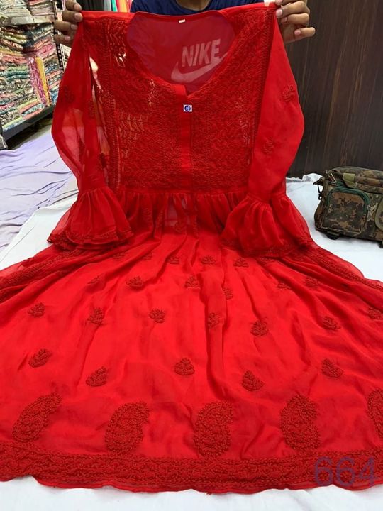 Georgette_tone_to_tone_bell_sleeves_gown_with_chikankari_work