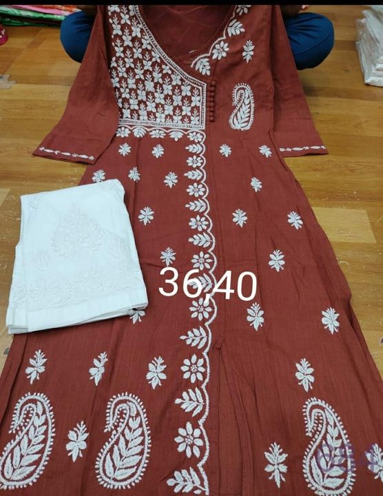 Slub_cotton_angrakha_kurti_with_chikankari_work