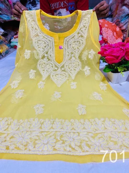 Georgette_gala_buti_short_top_with_chikankari_work