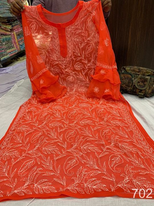 Georgette_bell_sleeves_tepachi_jaal_kurti__with_chikankari_work