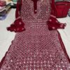 Georgette_bell_sleeves_mahi_jaal_kurti_with_mirror_chikankari_&_pearl_work