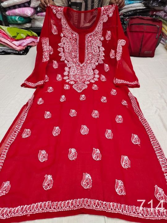 Georgette_gala_buti_kurti_with_chikankari_work