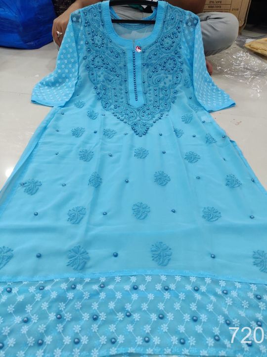 Georgette_hakoba_kurti_with_perl_and_chikankari_work