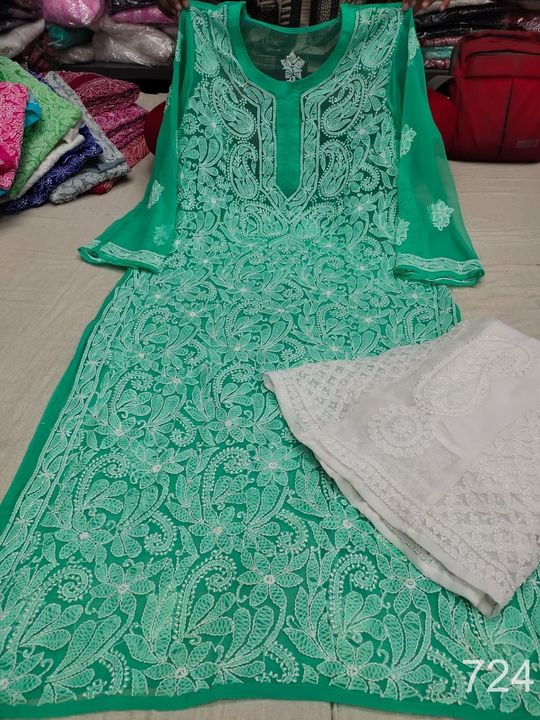 Georgette_front_jaal_kurti_with_chikankari_work