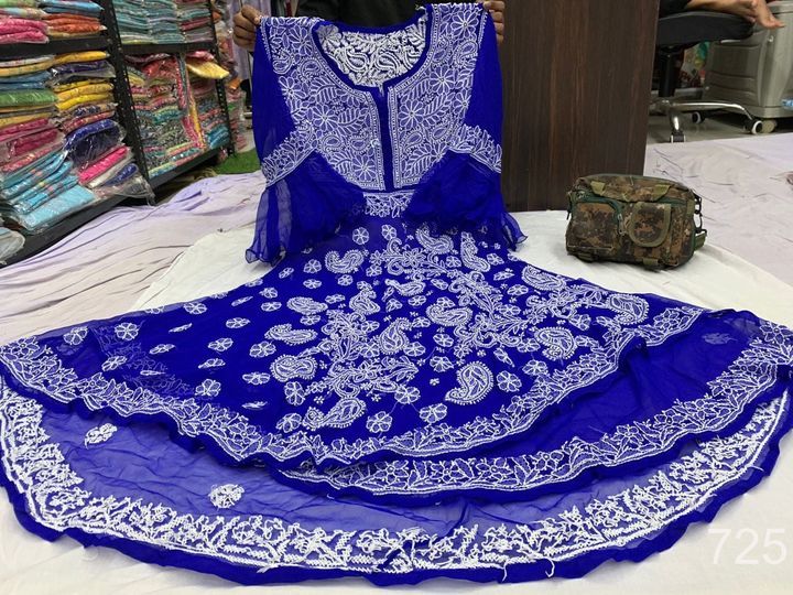 Georgette_bell_sleeves_layer_gown_with_chikankari_work