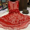 Georgette_bell_sleeves_layer_gown_with_chikankari_work