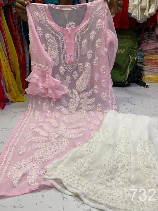 Georgette_bell_sleeves_kurti_with_pearl_and_chikankari_work