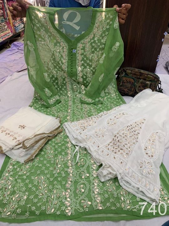 Georgette_khajur_jaal_kurti_with_chikankari_work