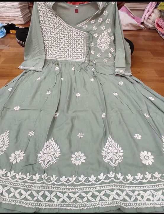 Modal_cotton_angrakha_style_gown_with_chikankari_work