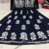 Georgette_rose_ghaspatti_embroidery_gown_with_chikankari_work