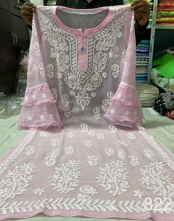 Georgette_bell_sleeves_rose_kurti_with_chikankari_work