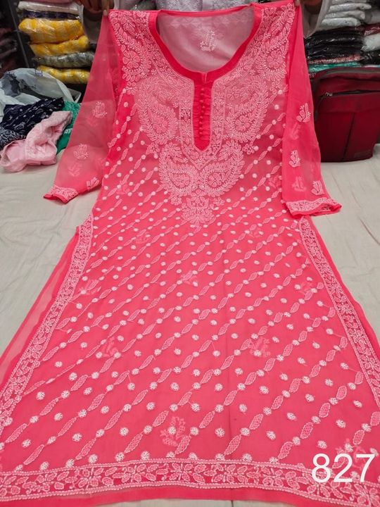 Georgette_keel_Patti_jaal_kurti_with_chikankari_work