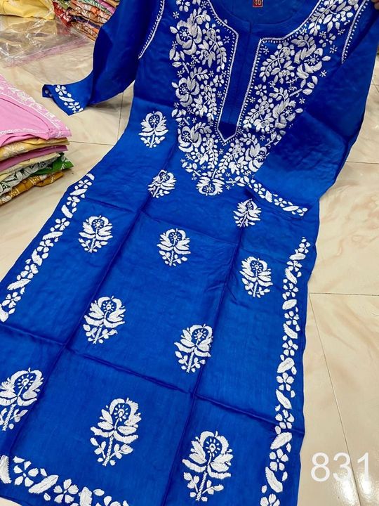 Exclusive_Lucknowi_chikankari_paper_silk_Kurti