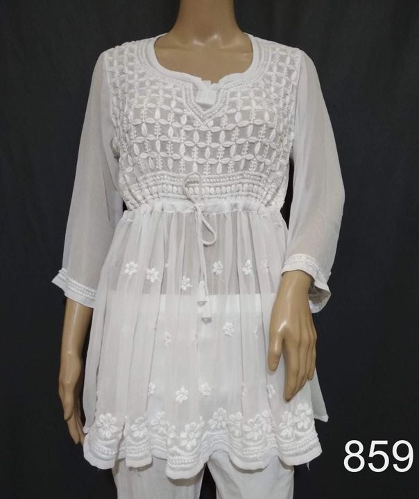 Georgette_short_gown_with_chikankari_work