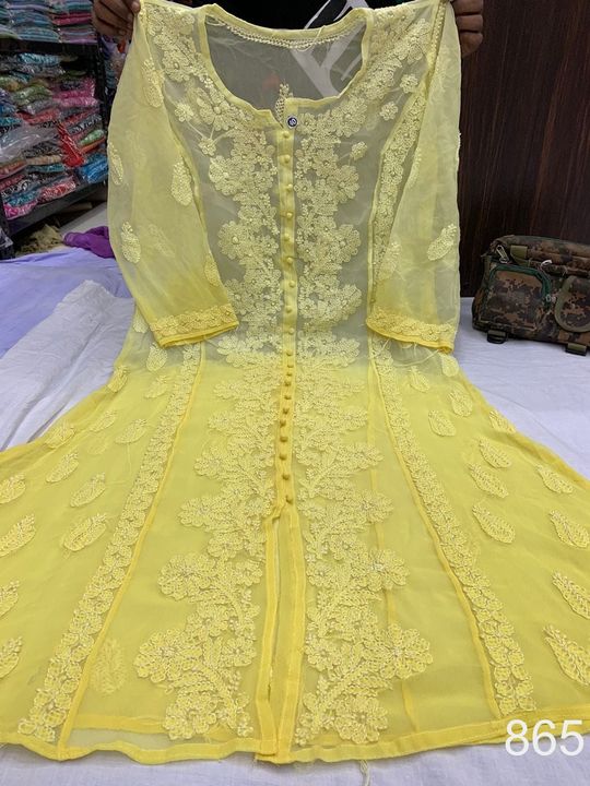 Georgette_daul_shade_a_line_kurti_with_chikankari_work