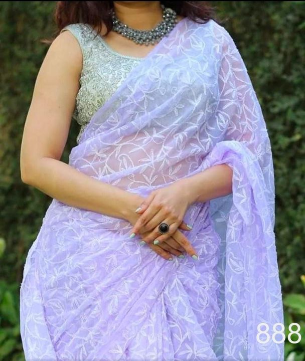 Georgette_tepachi_saree_&_blouse_with_chikankari_work