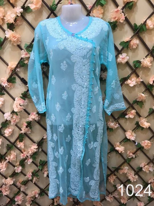 Georgette_ghundi_angrakha_kurti_with_chikankari_work