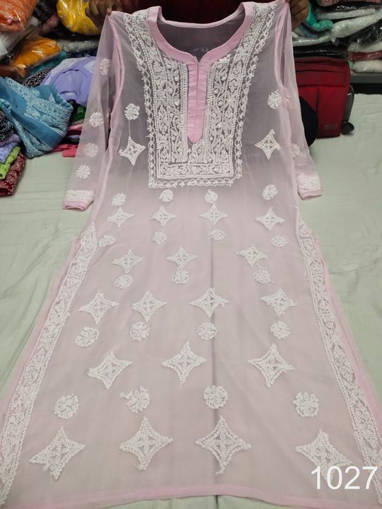 Georgette_gala_buti_kurti_with_chikankari_work