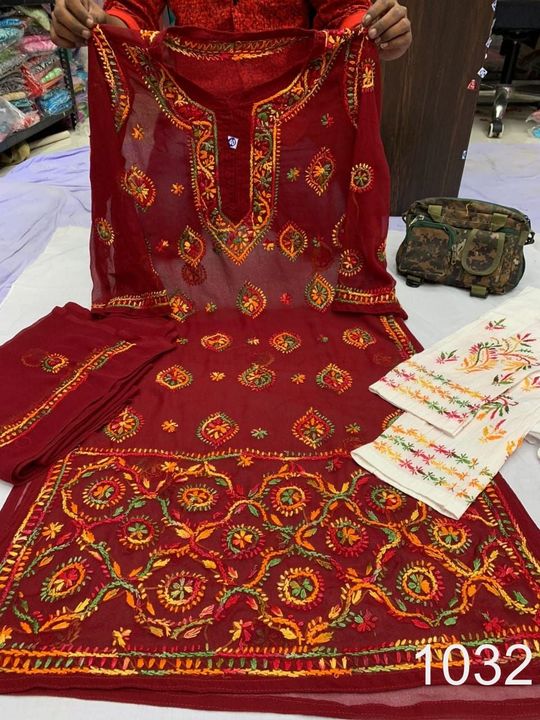 Georgette_faizia_daman_kurti_with_chikankari_work